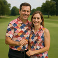 Colorful Watercolor Shell Pattern Golf Shirt, Golf Shirts For Men, Men's Golf Shirt, Polo Shirts For Men