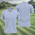 Blue T-Rex Dinosaur Golfer Pattern Golf Polo Shirt, Men's Golf Shirt, Mens Golf Polo
