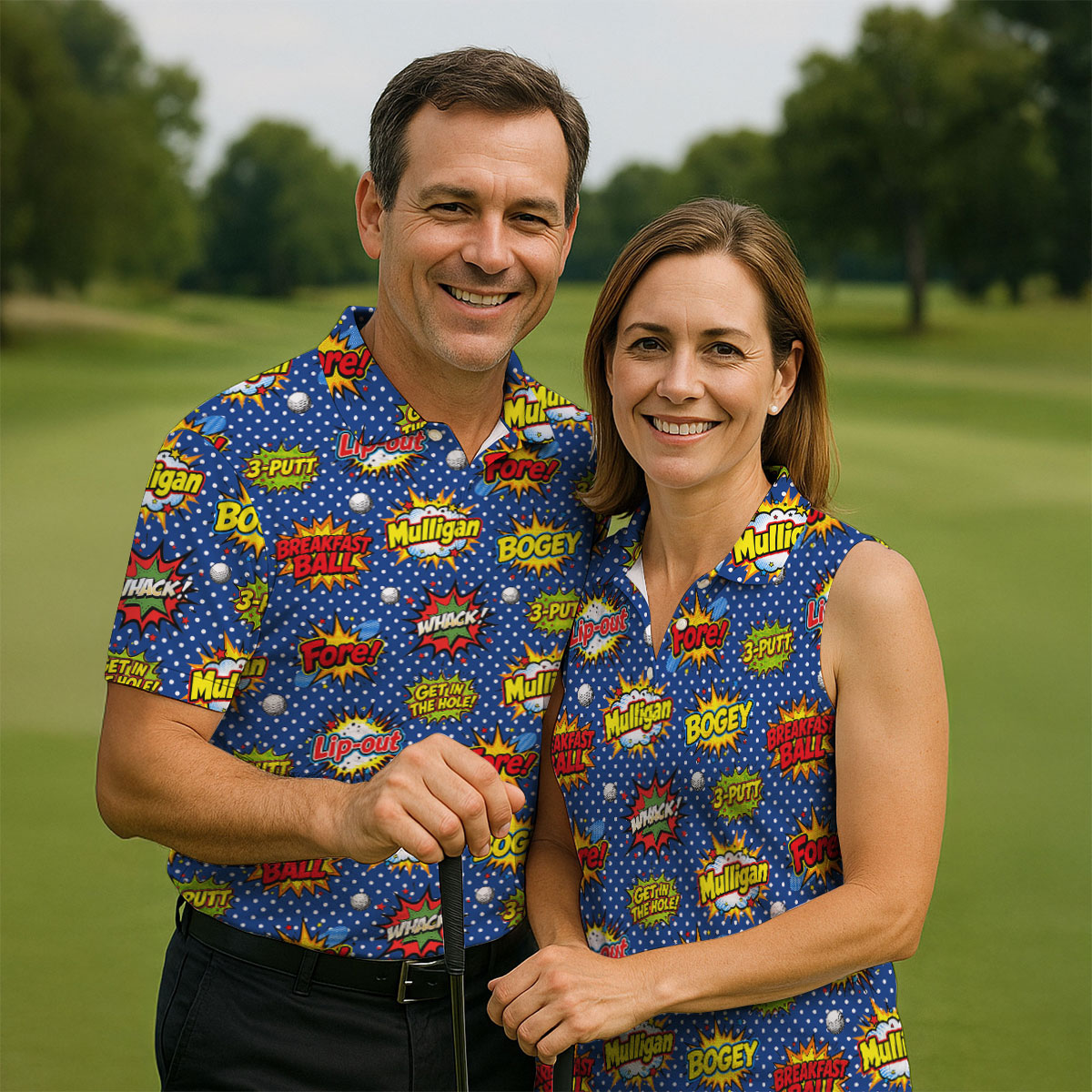 Funny Comic Pop Art Golf Shirt, Fun Golf Polo Shirt, Golf Shirts For Men