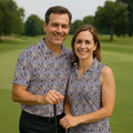 Dancing Figures Moon And Stars Pattern Polo Shirt, Mens Golf Shirts, Golf Apparel For Men