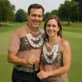 Floral Lei Tropical Theme Party Leopard Print Hawaiian Golf Shirt, Polo Shirts For Men