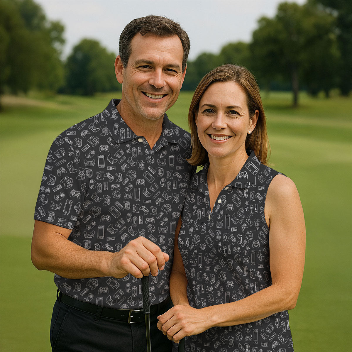Video Game Controller Seamless Pattern Hawaiian Golf Shirt, Men's Golf Shirt, Polo Shirts For Men