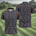 Funny Golf Bourbon Cigar Pattern Polo Shirt, Golf Polo Shirts For Men, Mens Golf Apparel