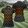 3D Effect Circular Pattern Orange Golf Shirt, Cool Golf Outfit, Women Golf Top, Ladies Golf Shirts
