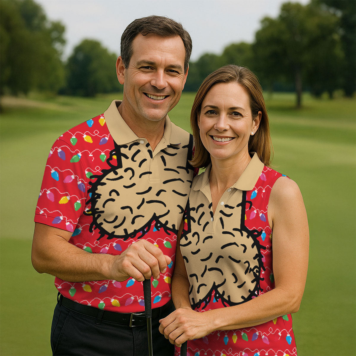 Cheeky Lights Christmas Golf Shirt, Mens Golf Shirts, Golf Apparel For Men