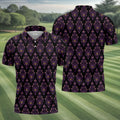Purple Haunted Demon Faces Halloween Polo Shirt, Printed Golf Shirts, Golf Apparel For Men