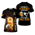 Happiness Is An Old Man With A Beer And A Golf Club Custom Funny Golf Polo Shirt, Dad Golf Gifts