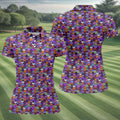 Cute Halloween Icon Pattern Golf Polo Shirt, Women's Golf Polo, Ladies Golf Shirts