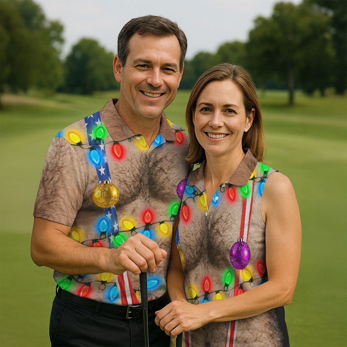 Lights Suspenders Christmas Golf Shirt, Golf Polo Shirts For Men, Mens Golf Shirts
