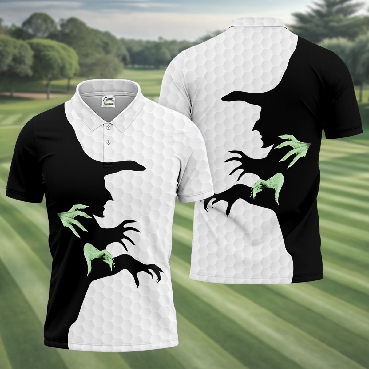 Halloween Wicked Witch Shadow Golf Shirt, Men's Golf Shirt, Hawaiian Golf Shirt