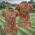 Paisley Design Golf Shirt For Women, Boho Pattern Ladies Golf Shirts, Women's Sleeveless Golf Shirts