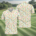 Tropical Vibe Hawaiian Pattern White Golf Shirt, Golf Tops For Men, Golf Gift For Men