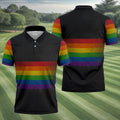 Pride Rainbow Flag Retro Golf Shirt, LGBTQ Month Polo Shirts For Men, Golf Shirts For Men