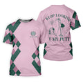 Stop Looking At My Putt Custom Sleeveless Womens Golf Polo Shirts, Funny Golf Shirts For Ladies