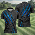 Blue Claw Marks Hawaiian Golf Shirt, Scratch Print Men's Golf Shirt, Polo Shirts For Men