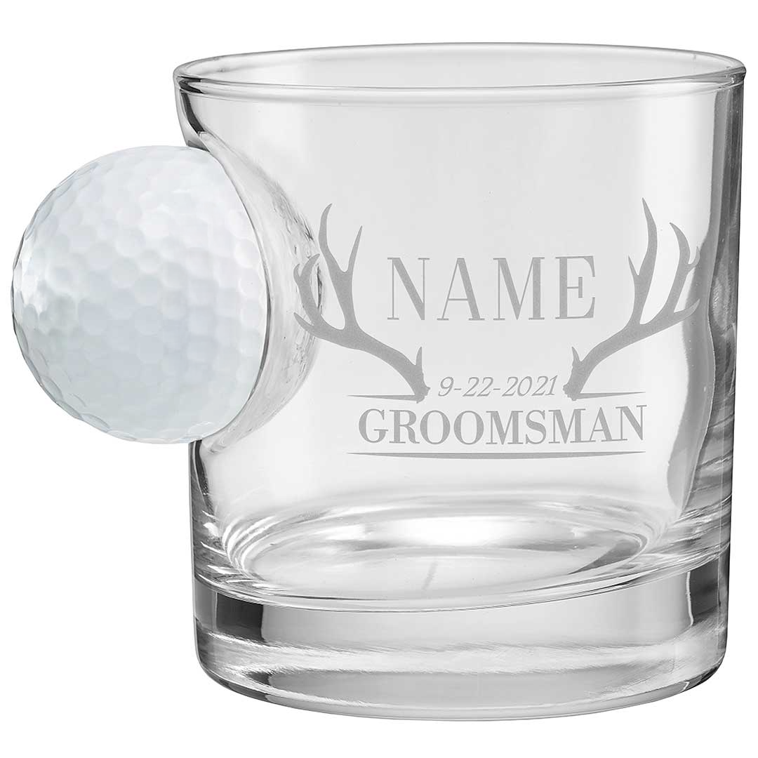 Personalized Groomsmen Golf Ball Glasses, Golf Whiskey Glass Set, Golf Gifts For Dad