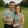 Lucky Four Leaf Clover Leopard Pattern St Patrick's Day Golf Shirt, Polo Shirts For Men, Golf Shirts For Men