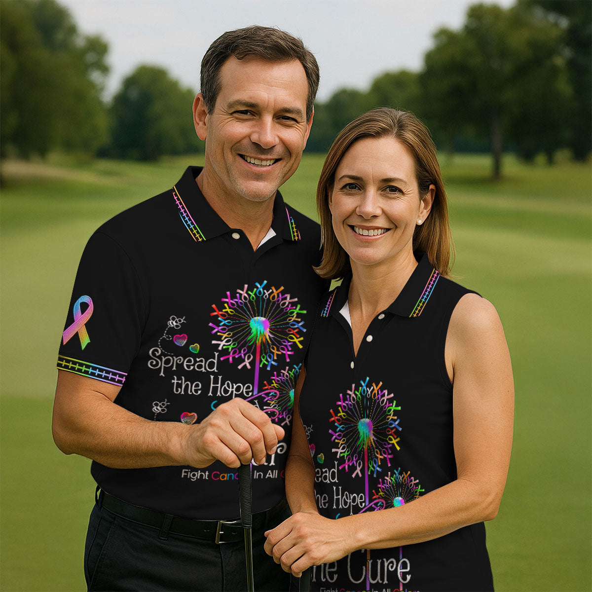 Spread The Hope Find The Cure Breast Cancer Awareness Golf Polo Shirt, Golf Shirts For Women