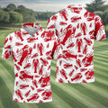 Lobster Pattern Vintage Hawaiian Golf Shirt, Men's Golf Shirt, Polo Shirts For Men