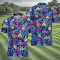 Funny Opossum Blue Purple Hawaiian Golf Shirt, Tropical Theme Golf Shirts For Men