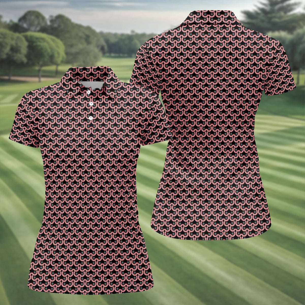 Christmas Snowflake Pattern Golf Shirt, Women Golf Top, Ladies Sleeveless Tops, Women's Golf Shirts
