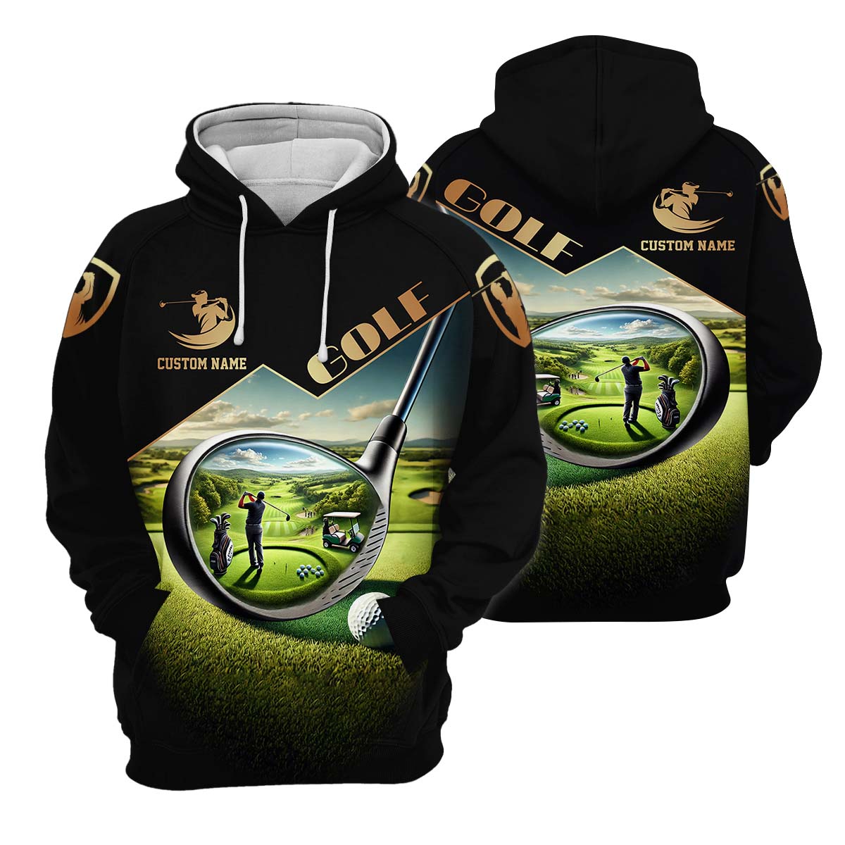 3D Golf Club, Custom Name Men's Golf Polo Shirt, Funny Golf Shirt, Golf Lover Gift