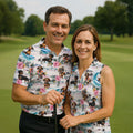 Cartoon Dachshund Tropical Theme Hawaiian Golf Shirt, Men's Golf Shirt, Polo Shirts For Men