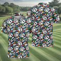 Poker Blackjack Hawaiian Golf Shirt, Playing Card Pattern Men's Golf Shirt, Polo Shirts For Men