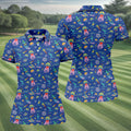 Surfing Alien Space Galaxy Hawaiian Golf Shirt, Golf Shirts For Women, Performance Golf Shirt