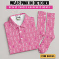 Funny Stick Figure Men's Golf Shirt With Socks Free, Breast Cancer Awareness Gift