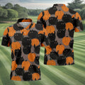 Black Cat Pumpkin Halloween Golf Polo Shirt, Mens Golf Apparel, Golf Shirts For Men
