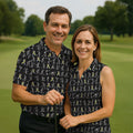 Stick Figure Golf Pose Autism Ribbon Black Golf Shirt, Autism Awareness Colors Golf Shirts For Men