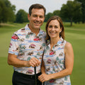 Beach Vacation Shih Tzu Print Hawaiian Golf Polo, Golf Tops For Men, Golfing Apparel