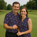 Funny Crocodile Mardi Gras Golf Shirts, Purple Golf Shirt, Golf Gift For Men, Golf Shirts For Men
