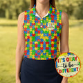 It's Okay To Be Different Colorful Puzzle Pattern Autism Awareness Golf Shirt For Women, Ladies Golf Polos