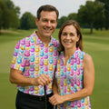 Easter Bunny Jelly Effect Seamless Pattern Golf Shirts For Men, Men's Funny Golf Shirts, Polo Shirts For Men