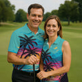 Tropical Sunset Palm Tree Hawaiian Golf Shirt, Men’s Golf Shirt, Golf Shirts For Men