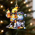 Golf Beer On Fire Acrylic Ornament, Golf Xmas Ornaments, Golf Christmas Gifts, Golf Decor