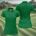 Golf And Beer Lucky Four Leaf Clover St Patrick's Day Green Women's Golf Tops, Golf Gift For Ladies