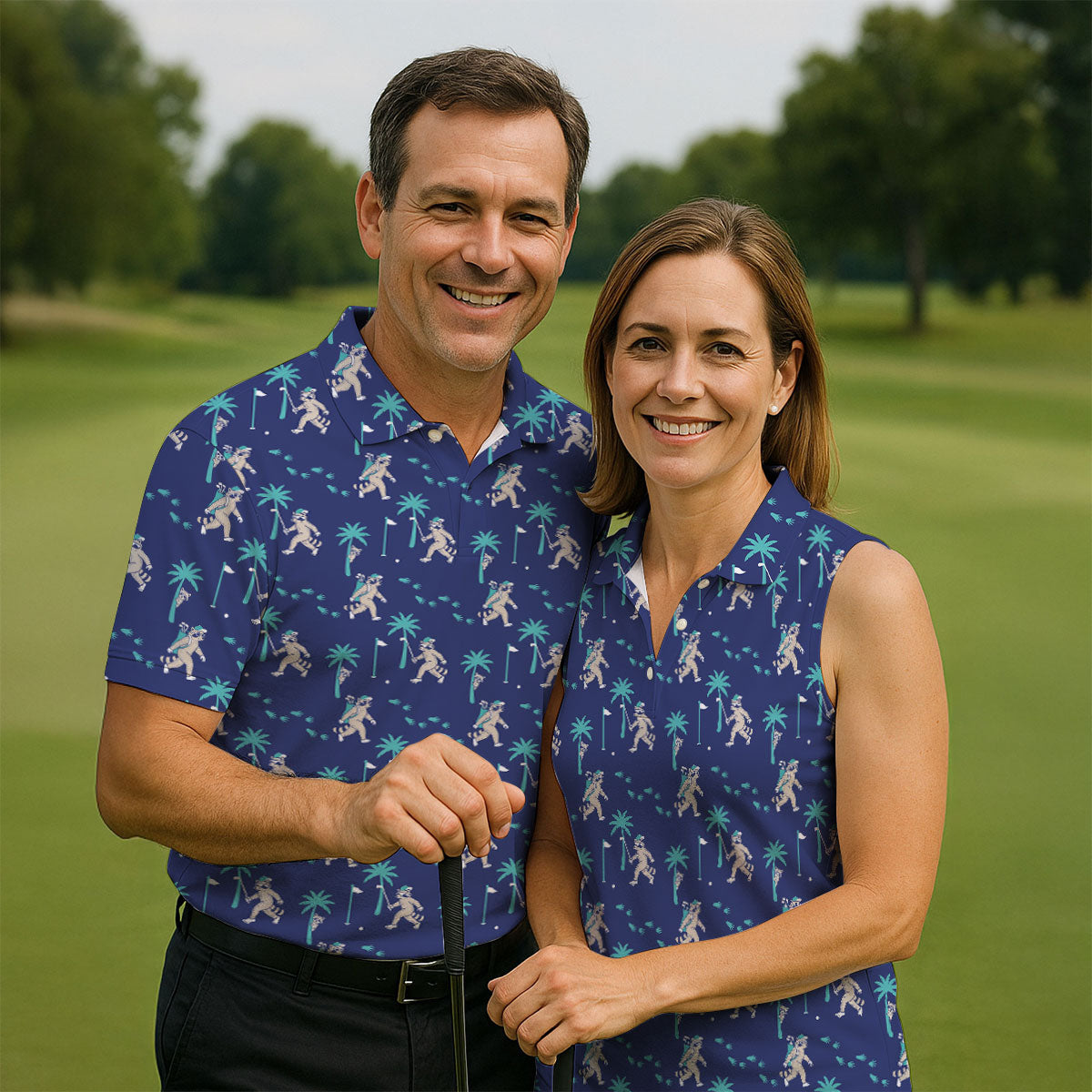 Funny Raccoon Tropical Golf Pattern Polo Shirt, Men's Golf Shirt, Golf Apparel For Men