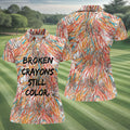 Broken Crayons Still Color Abstract Golf Polo Shirt, Ladies Golf Shirt, Womens Golf Tops