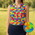 Colorful Handprints Autism Awareness Puzzle Golf Shirt For Women, Ladies Golf Shirts, Women's Polo Shirt