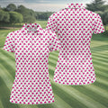 The Pink Taco Seamless Pattern White Golf Shirt, Women's Golf Tops, Tacos Lover Golf Gift For Ladies