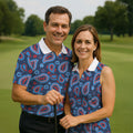 Blue Red Paisley Pattern Golf Polo Shirt, Golf Shirts For Men, Hawaiian Golf Shirt