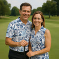 Retro Spacecraft Hawaiian Golf Polo Shirt, Men's Golf Shirt, Printed Golf Shirts