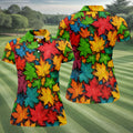 Vibrant Maple Leaf Autumn Forest Hawaiian Golf Polo, Golf Tops For Women, Golfing Apparel
