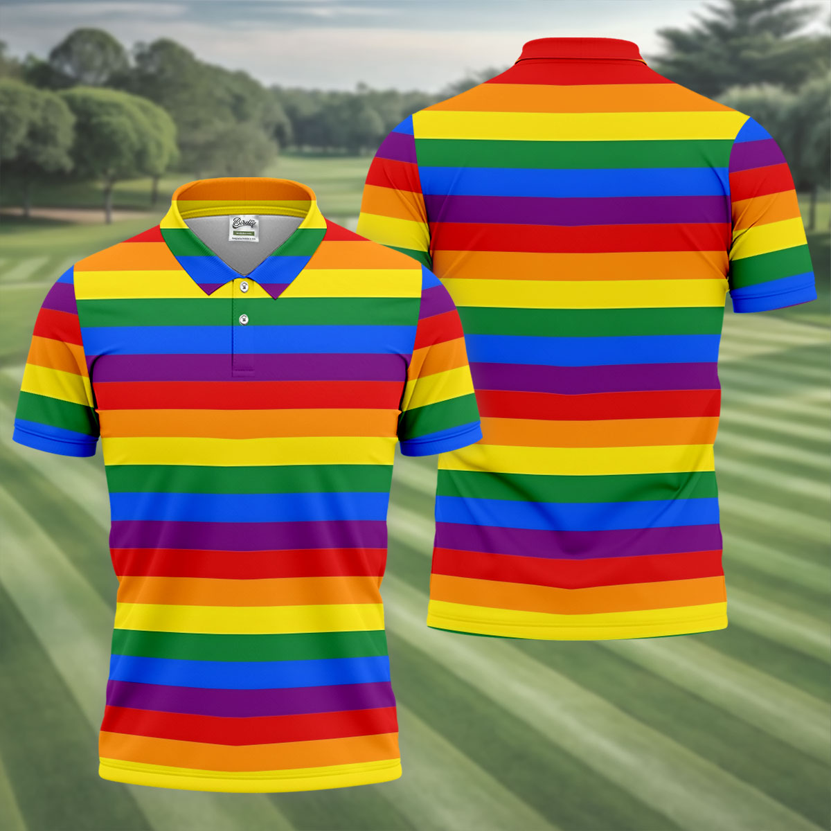LGBT Rainbow Flag Golf Tops For Men, Pride Month Celebrate Golf Shirts For Men