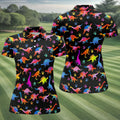 Dinosaur Lover Colorful Golf Shirt, Ladies Golf Shirts, Women's Golf Tops
