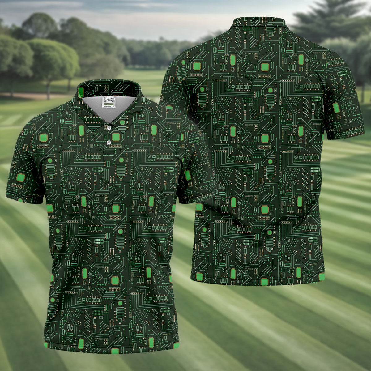 Computer Circuit Board Hawaiian Golf Shirt, Coder Gift Men's Golf Shirt, Polo Shirts For Men
