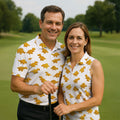Cute Dinosaur Cookie Pattern Men's Golf Shirt, Golf Shirts For Men, Printed Golf Shirts